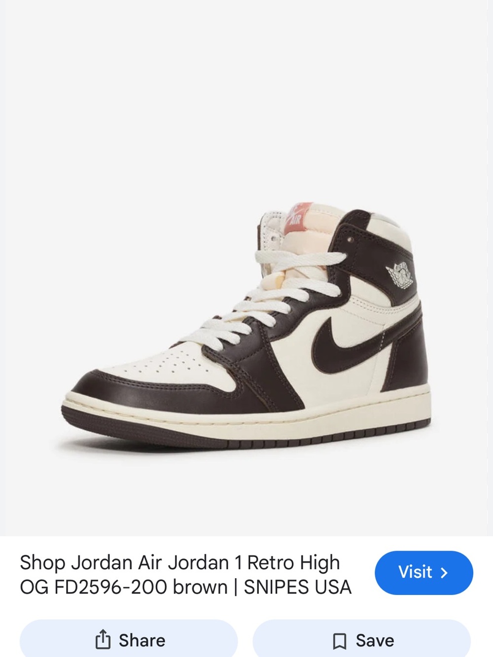 Nike Air Jordan 1 Retro High OG 'Baroque Brown', s
